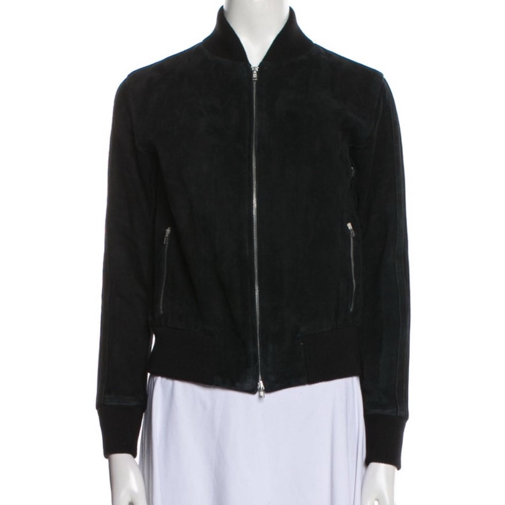 GOLDEN GOOSE DELUXE BRAND BLACK SUEDE ZIP JACKET XS LEATHER COAT STAND COLLAR